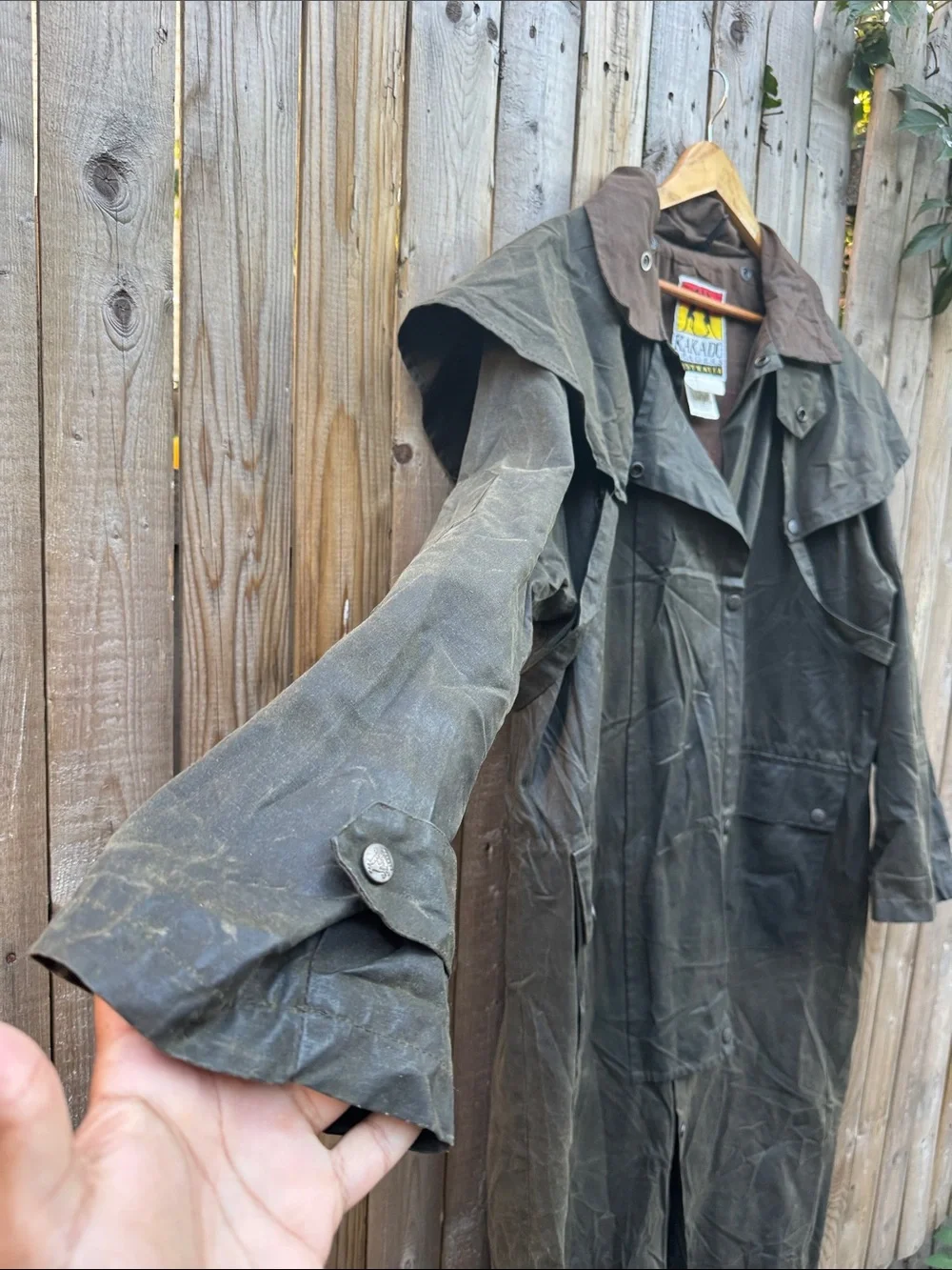 Kakadu Australia Men's Olive Waxed Cotton Trench Coat